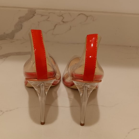 Hell and Heel Clear and Orange Women's Stiletto Heels Size 11 - Picture 3 of 4